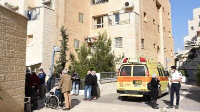 Israeli residents of an assisted living community in Jerusalem wait to receive a coronavirus vaccine.