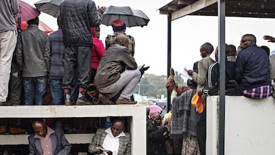 Crowds gather at the University of Nairobi to attend a mass delivered by Pope Francis in Nairobi, Kenya. Nichole Sobecki / Getty Images