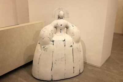 One of Manolo Valdes's sculpture based on a portrait of Queen Mariana of Spain from Diego Velazquez’s famous 1653 portrait. Pawan Singh / The National