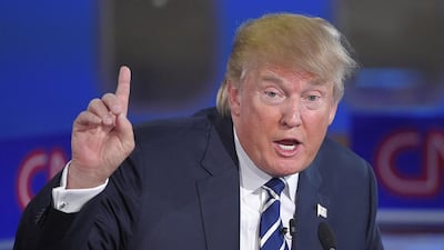 Republican presidential candidate Donald Trump speaks during the CNN Republican presidential debate in California. Mark J Terrill / AP Photo