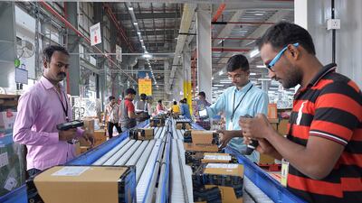 Amazon's fulfilment centre on the outskirts of Bangalore. The firm faces renewed pressure in India. AFP