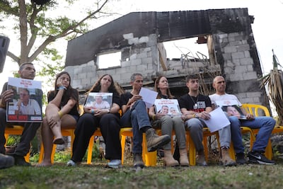 Kibbutz Be'eri residents whose family members are hostages in the Gaza Strip. EPA