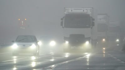 Drivers face difficult driving conditions on the A20 near Dover in Kent. PA