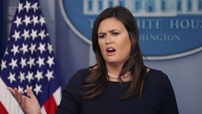 White House Press Secretary Sarah Sanders answers questions from reporters as she holds a press briefing in the White House briefing room in Washington, US in March. REUTERS