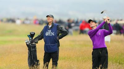 Kieron Stevenson playing alongside Haydn Porteous of South Africa hits a shot on the 18th hole during the third round on day three of the 145th Open Championship at Royal Troon on July 16, 2016 in Troon, Scotland. Andrew Redington / Getty Images