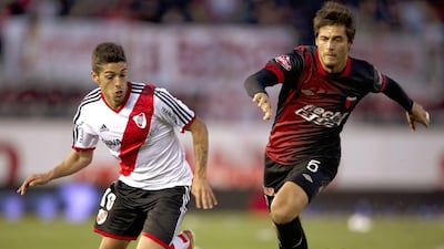 Sebastian Prediger, right, will be on a six-month loan at Baniyas. Alejandro Pagni / AFP