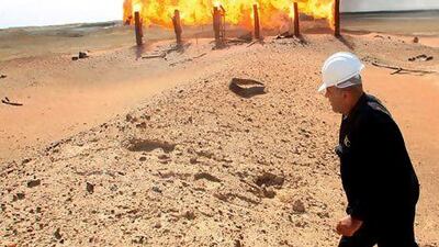 Gas is flared off at an Iraqi field. Dana Gas was one of the first companies to brave the uncertainties of operating in the Kurdish region of Iraq. Essam Al-Sudani / AFP