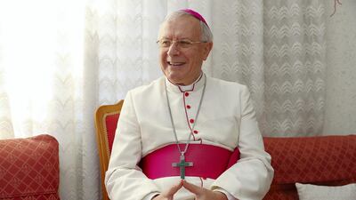 Bishop Paul Hinder, Catholic Bishop for Southern Arabia, says the Pope's visit to the UAE will be a step forward between the Catholic Church and the Muslim world. Pawan Singh / The National
