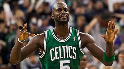Kevin Garnett celebrates the Boston Celtics win against an in-form Sacramento Kings.