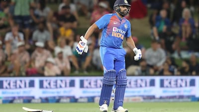 Stand-in captain Rohit Sharma struggled with a calf injury on Sunday. AFP