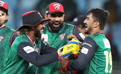 UAE players Khuzaima Tanveer, right, and Vriitya Aravind, left, with the Desert Vipers last season. Photo: ILT20