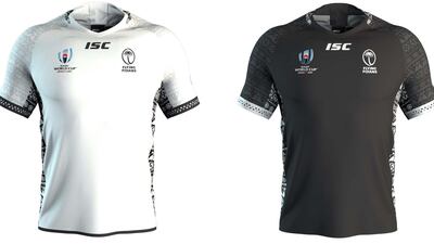 5: Fiji – The Pacific islanders will rocking in another pair of brilliant kits. Whether it's the white home or charcoal black, the masi-style patternwork down the oblique is always pleasing to gaze at. Image via rugbyworldcup.com