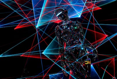 A robot sculpture by Japanese artist Hajime Sorayama at the Dior Men pre-fall 2019 show