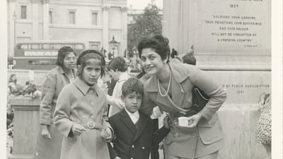 The young Omar's first London visit in 1968 with his mother, Leila, and sister, Leenah. Courtesy Omar Al Qattan