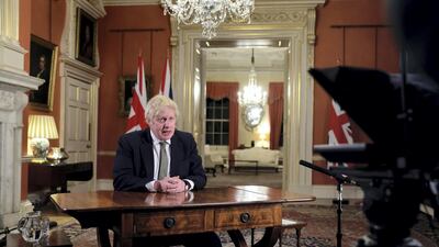 Boris Johnson addresses the British public from inside No10 Downing Street as he outlined new Covid-19 lockdown restrictions.
