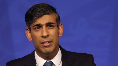 British Prime Minister Rishi Sunak speaks in Downing Street on November 15. EPA
