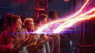 From left, Melissa McCarthy, Kate McKinnon, Kristen Wiig and Leslie Jones in Ghostbusters. Photo: Sony Pictures