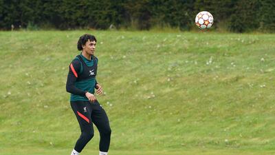 Liverpool's Trent Alexander-Arnold during training on Monday. PA