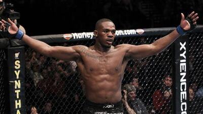 Jon Jones celebrates after defeating Mauricio “Shogun” Rua at UFC 128. Pic: Al Bello/Zuffa/Getty