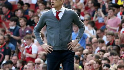Arsene Wenger takes charge of Arsenal in the 4-1 win over West Ham for the first time since announcing he will step down at the end of the season. Mark Kerton / PA