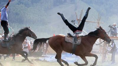 Kyrgyz artists perform during the World Nomad Games in Kyrgyzstan on Wednesday. Igor Kovalenko / EPA