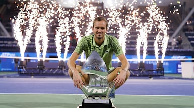 Daniil Medvedev, now a two-time Dubai champion, is unable to leave the UAE with airspace currently closed. Getty Images