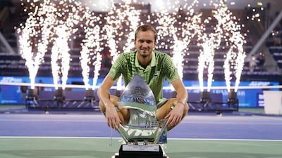 Daniil Medvedev, now a two-time Dubai champion, is unable to leave the UAE with airspace currently closed. Getty Images
