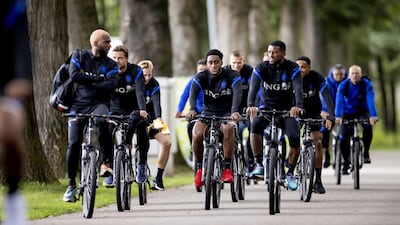 Ryan Babel, Leroy Der and Georginio Wijnaldum during training session in Zeist. EPA