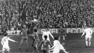 Chelsea goalkeeper Peter Bonetti gathers the ball during the FA Cup final at Wembley. Getty
