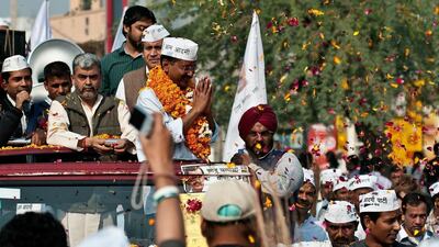 Arvind Kejriwal was a low-key civil servant until 2001, when he left his job as a tax official to embark on a career as an anti-corruption campaigner. Manan Vatsyayana / AFP