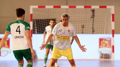 Dubai, United Arab Emirates - September 27th, 2017: The Premier Futsal finals will feature football legends from across the globe. Bengaluru v Chennai. Chennai's Hernan Crespo. Wednesday, September 27th, 2017 at Al Wasl Sports Club, Dubai.