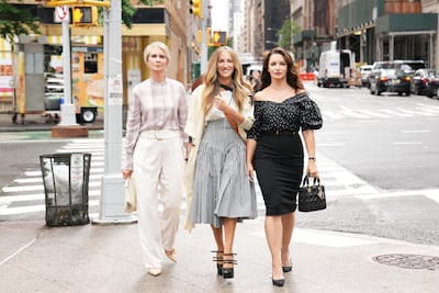 From left, Cynthia Nixon, Parker and Kristin Davis in And Just Like That. Photo: HBO Max