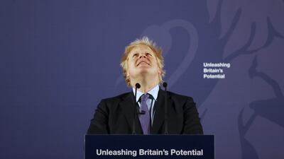 Former British prime minister Boris Johnson delivering a speech in 2020. His three years in power involved the political giant of electoral campaigns being dogged by scandals. PA