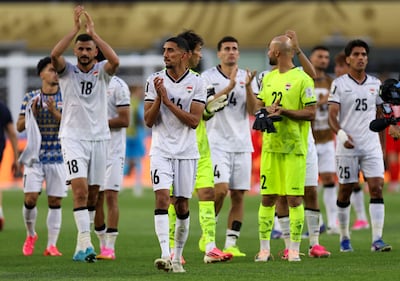Amir Alammari #16 of Iraq applauds fans after the 1-4 loss during the Fifa World Cup 2026 Group I match between Iraq and Norway at Boston Stadium on June 16, 2026. Getty Images via AFP