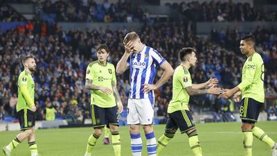 Real Sociedad attacker Alexander Sorloth after a chance goes begging. EPA