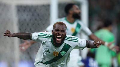 Franck Kessie of Al Ahli celebrates after seeing his side go 1-0 up. Getty Images