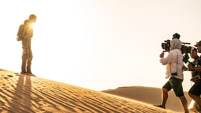 Zendaya on the set of Dune: Part Two in Abu Dhabi. Photo: Abu Dhabi Film Commission