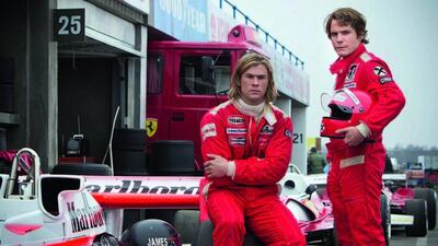 Chris Hemsworth, left, and Daniel Bruhl in a scene from Rush. AP Photo / Universal Pictures, Jaap Buitendijk
