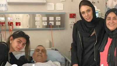 Adeeb Sami, his daughter Heba and wife Sana catching up with New Zealand Prime Minister Jacinda Ardern during her trip to Christchurch to visit the mosque victims. Courtesy Adeeb Sami.