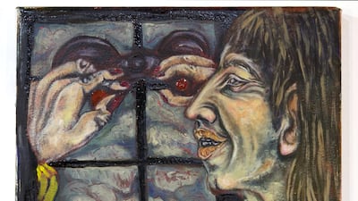 Peek a Blue by Nour Saleh, one of the artworks on digital display at the Mnemosyne exhibition. Courtesy Purslane