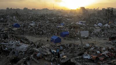 Destruction across the city of Jabalia in the Gaza Strip. The UN, World Bank and EU say it will cost $53 billion to rebuild Gaza. AP