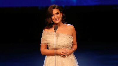 Hend Sabry on stage during the opening ceremony of the 41st Cairo International Film Festival in Egypt on November 20, 2019. Reuters