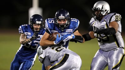 Barracudas player Daniel Viranyi in action during the Desert Bowl. Chris Whiteoak / The National