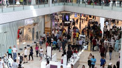 The UAE ranked eighth among the top 10 destinations during Ramadan among Muslim travellers, according to a study by Mastercard and Singapore-based halal tourism platform CrescentRating. Above, shoppers during the 24-Hour Mega Sale at Yas Mall.