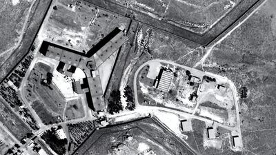 A satellite image of the military-run Saydnaya prison near Damascus. Amnesty International / AFP