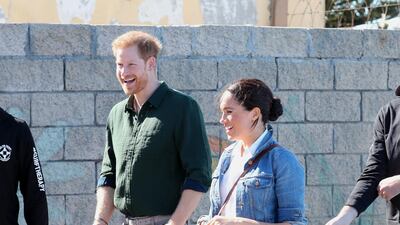 Prince Harry, Duke of Sussex and Meghan, Duchess of Sussex visit Waves for Change, an NGO, at Monwabisi Beach in Cape Town, South Africa. Waves for Change supports local surf mentors to provide mental health services to vulnerable young people living in under resourced communities. Getty Images