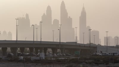 A dust storm eclipses Dubai's skyline on Monday evening. Antonie Robertson / The National
