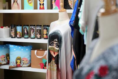 Clothes and accessories by Aversa Design on display at the exhibition in Dubai Mall. Chris Whiteoak / The National