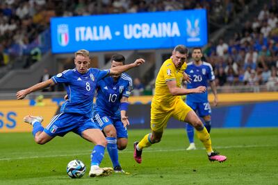 Davide Frattesi scored both goals in Italy's win over Ukraine. AP