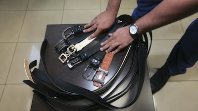 Counterfeit designer goods seized by Dubai Customs in Jebel Ali Port in Dubai. Sarah Dea / The National